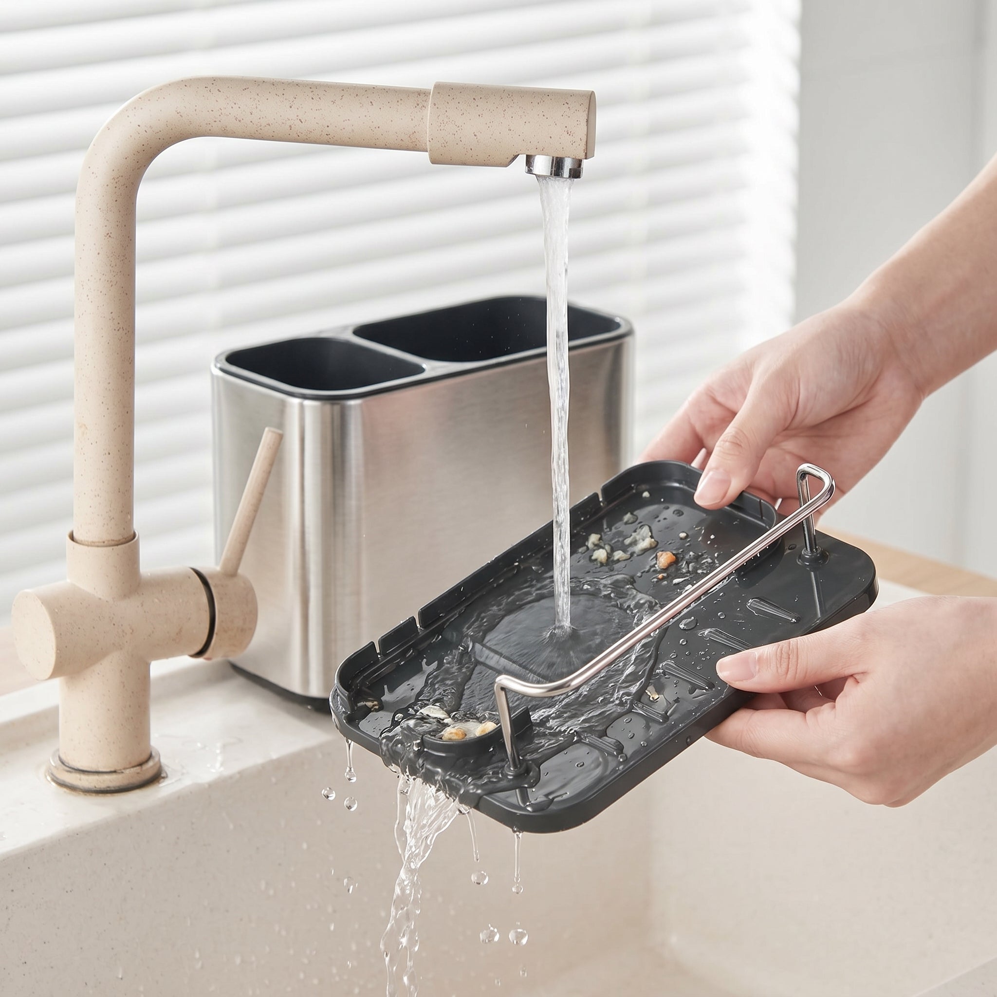 The Nook Box 3-in-1 Sink Organizer with Soap Dispenser.